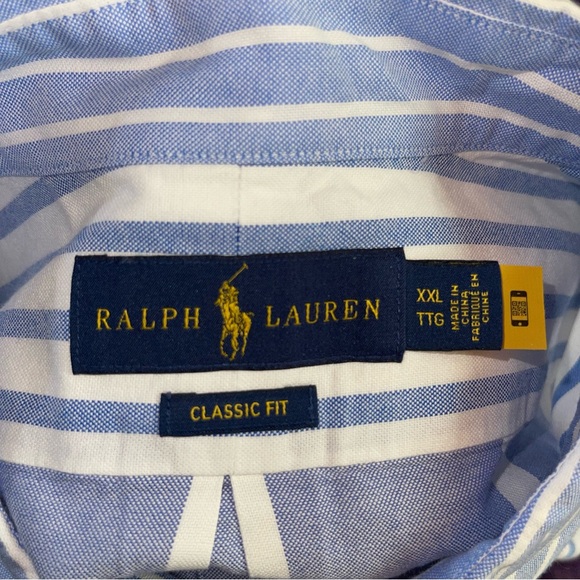Polo Ralph Lauren Classic Fit Striped Oxford Fun Shirt  Mens Size XXL Blue White - Picture 7 of 10